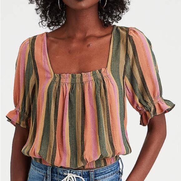 American Eagle Outfitters Tops - American Eagle NWT Womens
Stripe Crop Top Short Sleeve Size XXSmall